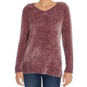 Orvis Chenille Knit Pullover Sweater Women's Size Lg  Mauve Tunic MSRP $ 80
